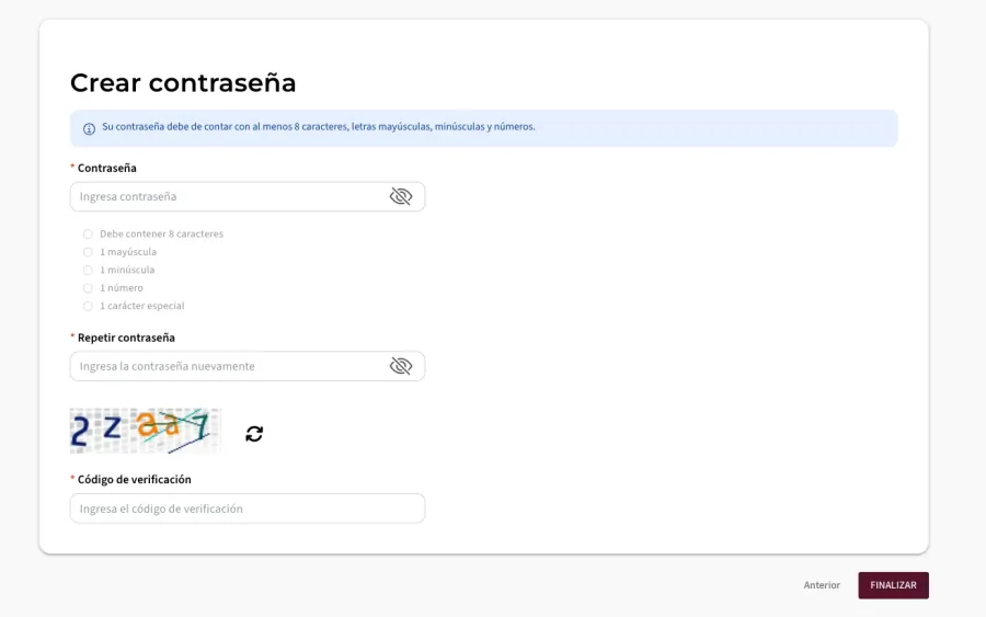 Imagem criar senha visto mexicano